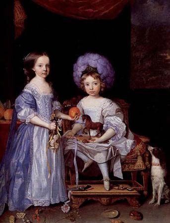 John Michael Wright Painting by John Michael Wright of Catherine Cecil and James Cecil, oil painting picture